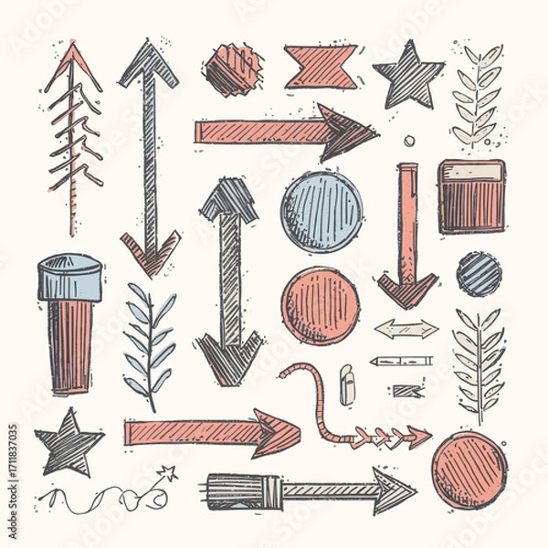 Fototapeta Hand drawn style doodle vector graphics suitable for digital designs, web illustrations, social media posts, and print materials.