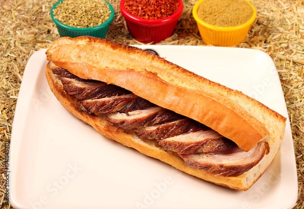 Fototapeta a photo of a fried kokorech , big close up view