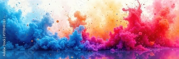 Fototapeta Vibrant watercolor dye explodes in water, creating a mesmerizing blend of colors and textures Perfect for artistic backgrounds, design elements, and vibrant visuals , swirl, artistic