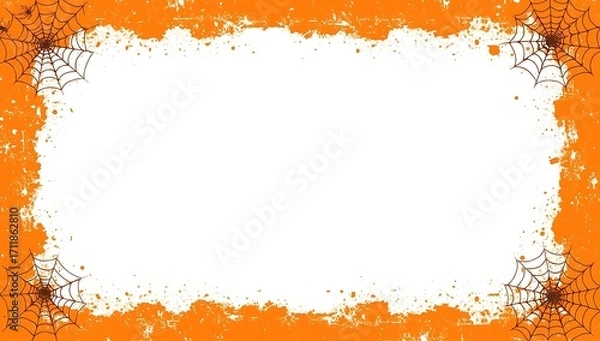 Fototapeta Halloween Orange Grunge Spiderweb Border