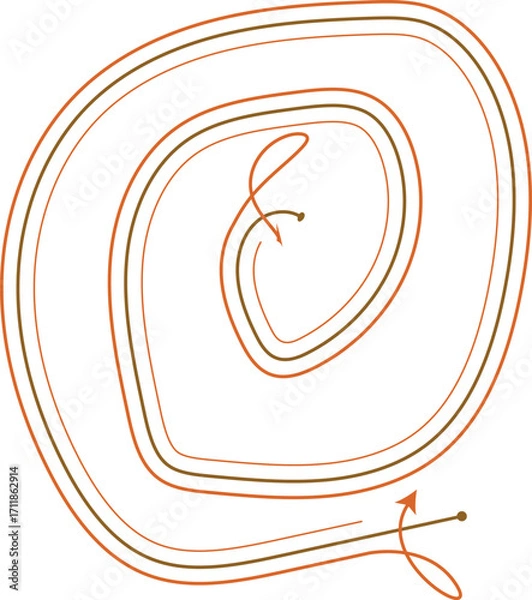 Obraz vector illustration of an abstract background. Swirling Orange and Brown Lines with Arrow Abstract Composition