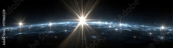 Fototapeta Cosmic expanse with radiant star