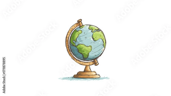 Obraz Colorful globe illustration on wooden stand