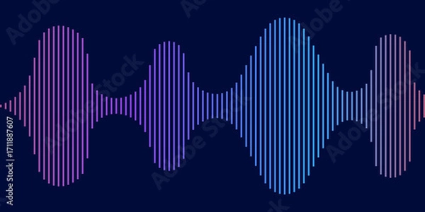 Fototapeta Podcast sound waves collection. Voice message for social media app. Equalizer template, voice microphone signals, sound wave. Music, podcast, broadcast, UI, audio branding design.