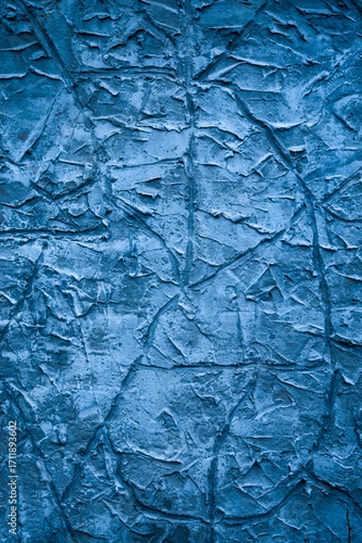 Fototapeta blue background, in the photo the texture of a gray wall with various lines, strokes and cracks