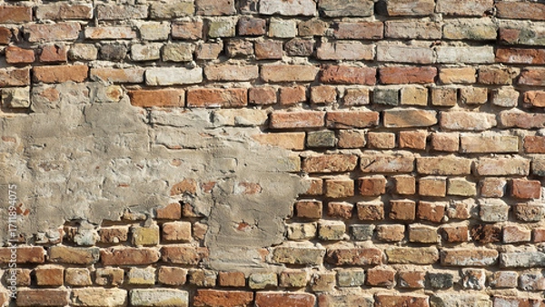 Fototapeta brown background, in the photo the texture of an old brick and plaster wall
