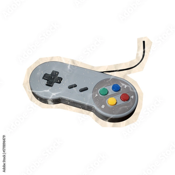 Obraz video game controller on scrapbook collage