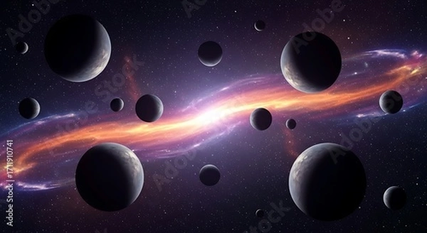 Obraz Cosmic Nebula and Planets.