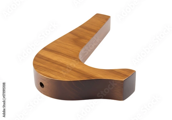 Fototapeta Polished Walnut Wood Furniture Part Curved Leg Support Bracket isolated on transparent background