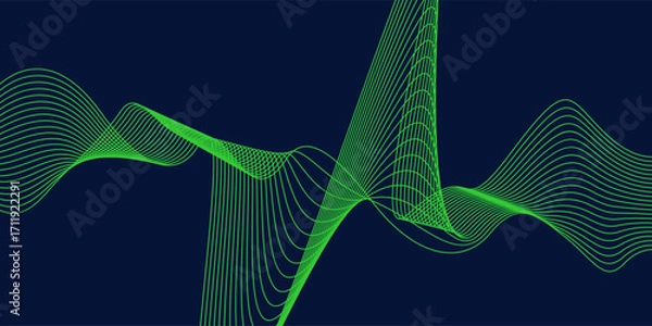 Obraz Vector abstract background with dynamic waves, line and particles. Illustration suitable for design.