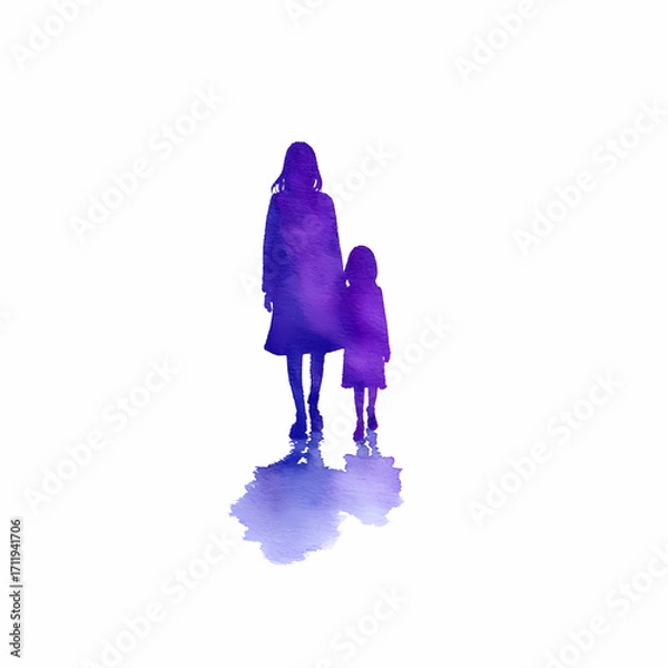 Obraz mom and daughter silhouette