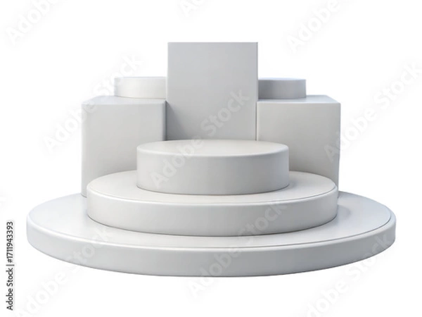 Fototapeta Multi-tiered display platform for product presentations and awards on a black background