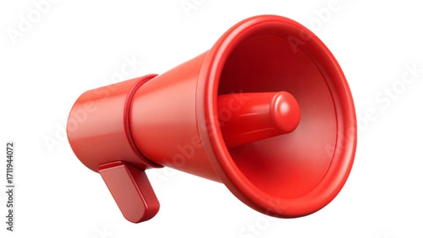 Fototapeta Vibrant red megaphone device communicating loudly and clearly modern design