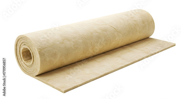 Obraz Beige material with fibrous texture rolls. Product photography, background, branding.
