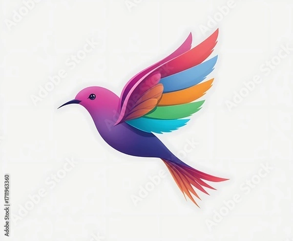 Fototapeta abstract colorful bird on white background, vector illustration