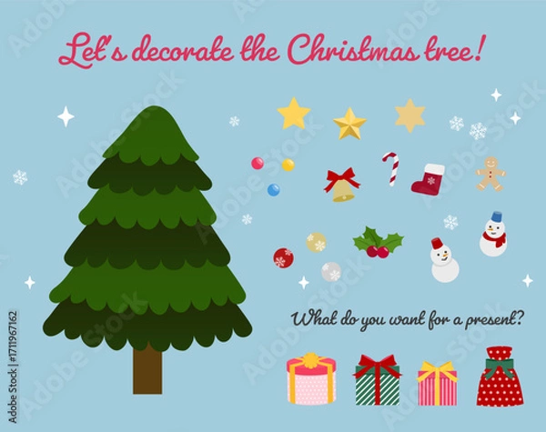 Obraz クリスマスツリーの飾り付け