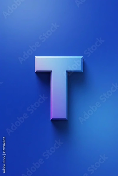 Fototapeta Lowercase t with luminous gradient glow, abstract futuristic backdrop, precise professional composition, attractive clean space 