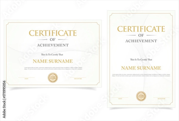 Obraz Certificate template diploma vintage border award background, Winner achievement certificate or diploma design collection 