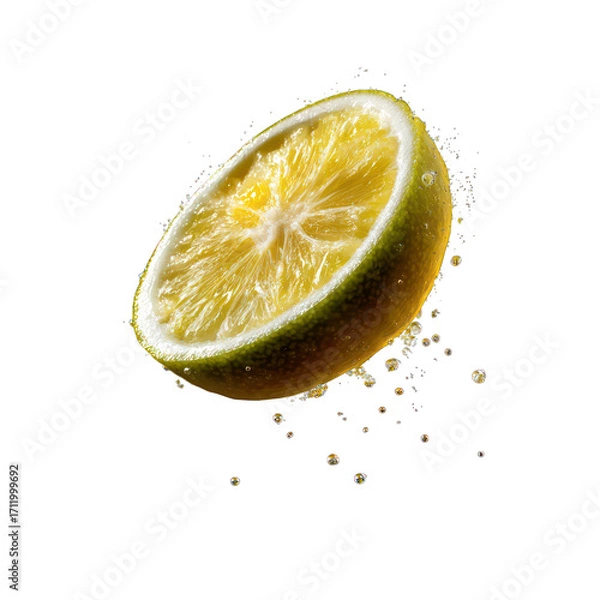 Fototapeta Floating Lemon Slice on white background
