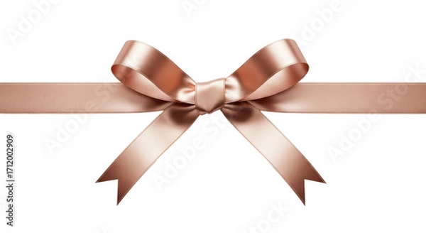 Obraz Shiny rose gold ribbon tied in a bow isolated PNG with Transparent Background