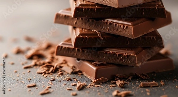 Obraz Dark Chocolate Stacked Bars Closeup.