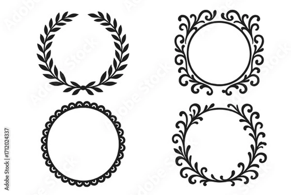 Fototapeta Lush Laurel and Ornate Corner Frames