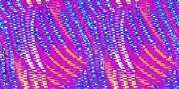 Fototapeta Bright tropical harlequin textured border. Summer vibe home decor for 60s style banner. 