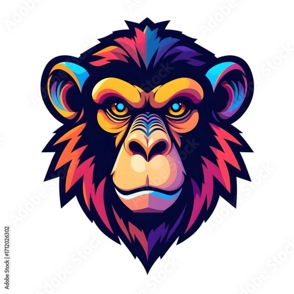 Fototapeta Monkey head mascot. Vector illustration for your sport team mascot branding.