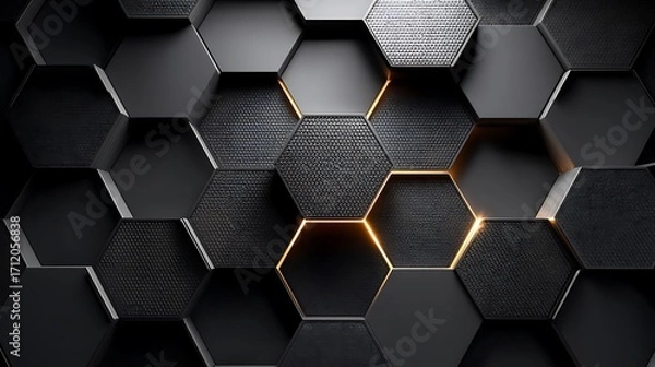 Fototapeta futuristic black tiles with glowing edges high resolution picture