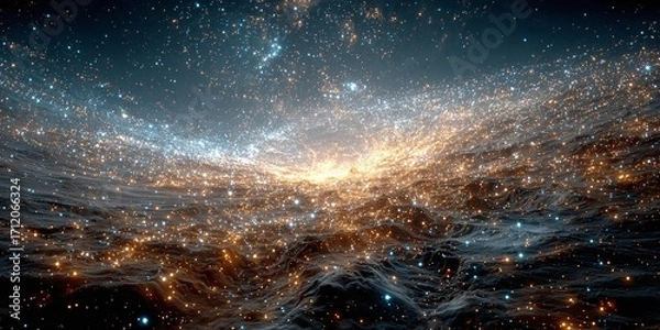 Fototapeta A breathtaking celestial display of countless stars and nebulae forming a vibrant, swirling galaxy, illustrating the profound beauty and immense scale of the cosmos
