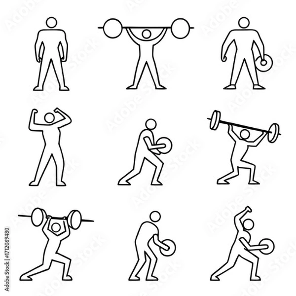 Fototapeta Set of Bodybuilding Poses and Workouts