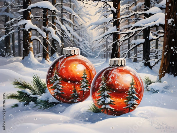 Fototapeta Excellent Elegant christmas ball collection with realistic design