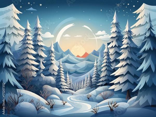 Fototapeta Incredible Background of landscape with snow and mountains