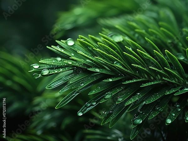 Fototapeta Excellent A close up of a mossy plant with water droplets