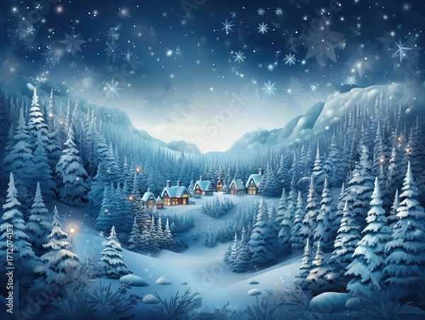 Fototapeta Incredible Flat background for winter season with snow and trees