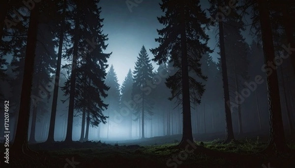Obraz Mystical Forest Enigmatic Evergreens Shrouded in Atmospheric Fog