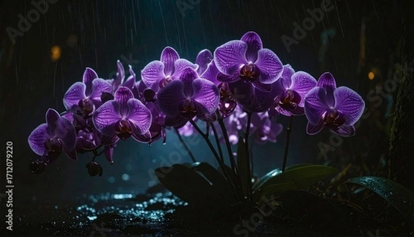 Obraz Orchid Bloom in the Rain A Vibrant Display of Nature's Beauty