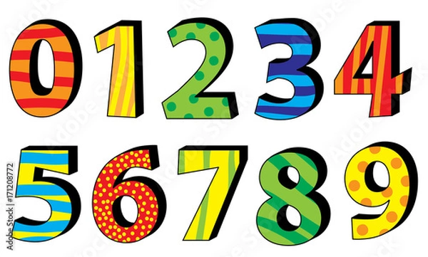 Obraz Nice colorful cartoon 3d numbers set for children 