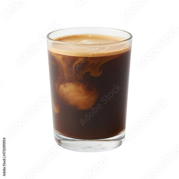 Obraz Dark Coffee Drink in Glass with Cream Swirl