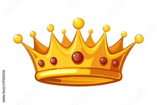 Obraz Golden crown mascot. Vector illustration isolated on white background. Good for logos, icons, posters, stickers.Illustration of a gold crown on a white background
