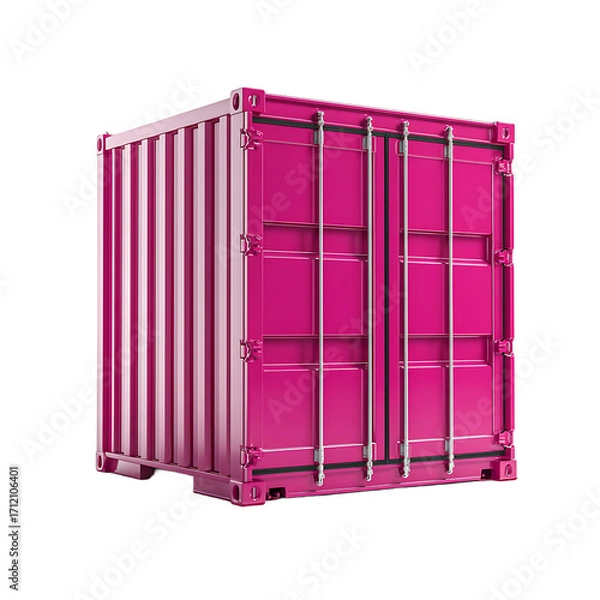 Fototapeta A vibrant magenta shipping container stands ready for its next global journey a symbol of transport and logistical connections worldwide