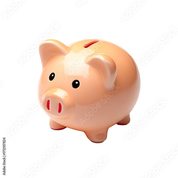 Fototapeta A cute pink piggy bank with a coin slot on its back represents saving budgeting and financial planning A classic icon of thrift
