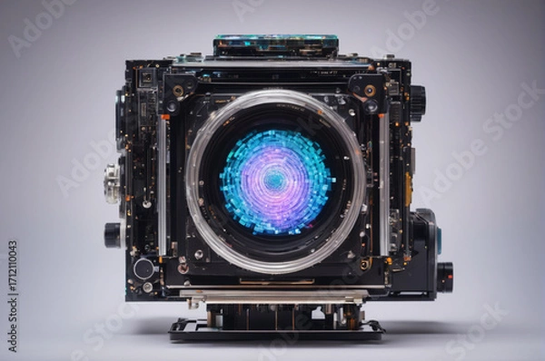 Fototapeta Futuristic High-Tech Camera Lens Core. Generative AI.