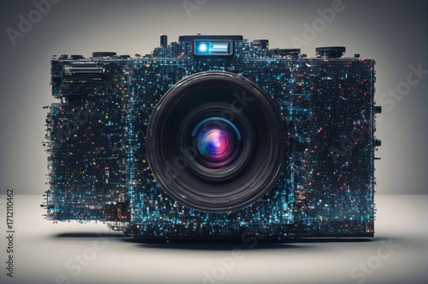 Fototapeta Cybernetic Camera with Digital Matrix. Generative AI. 