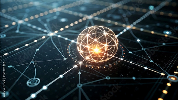Fototapeta Dynamic AI-Driven Agents Analyzing Data Interactions in Futuristic Digital Environments for Enhanced Decision-Making Insights