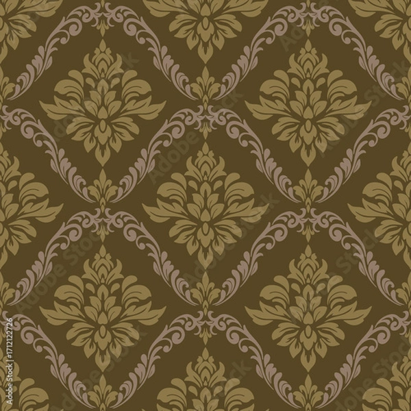 Fototapeta Damask floral seamless pattern vector traditional design, damask floral seamless pattern vector background art, elegant damask floral seamless pattern vector for textile and wallpaper