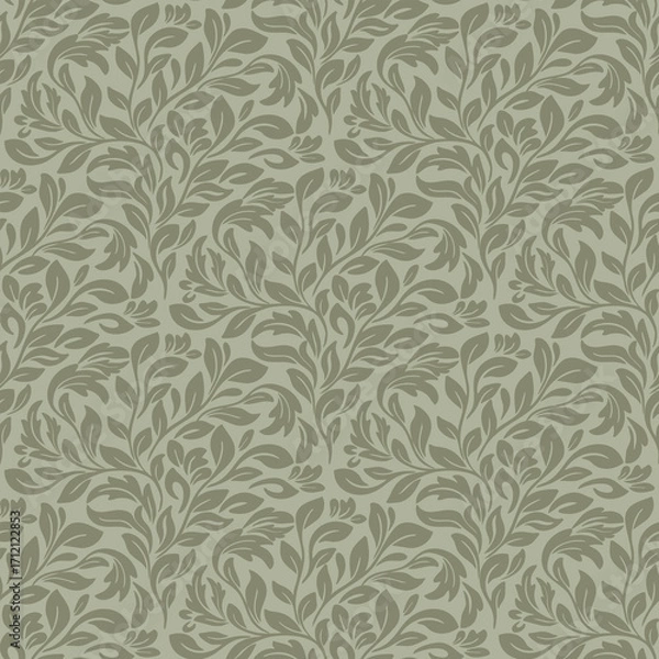 Fototapeta Leaf seamless pattern vector with green botanical design, elegant leaf seamless pattern vector for fabric and wallpaper, decorative leaf seamless pattern vector background illustration