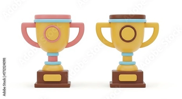 Fototapeta Two Golden Trophy Cups on White Background.