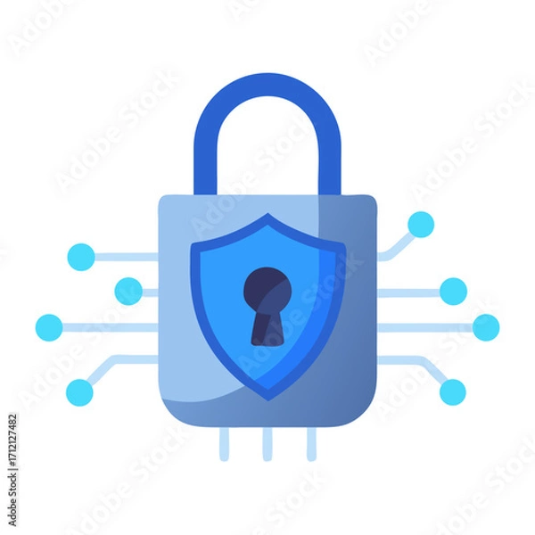 Obraz Illustration blue shield lock symbolizing security, protection, reliability digital physical contexts.vector icon
