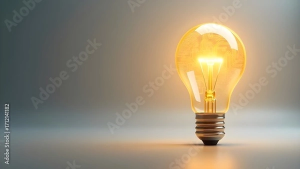 Fototapeta Golden Abstract Business Lightbulb with Circuit Copy Space